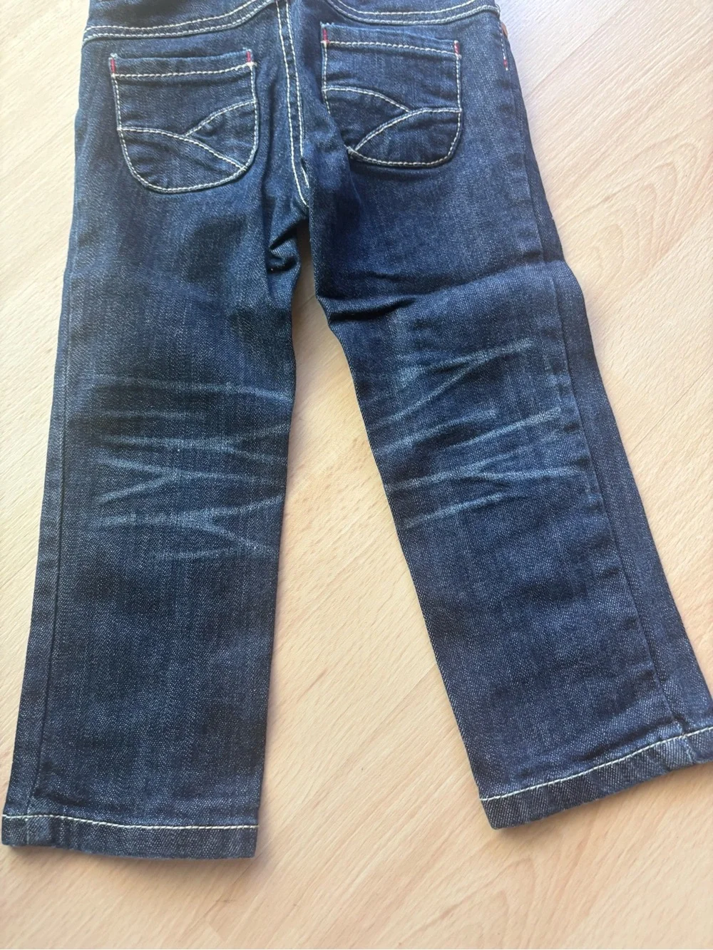 Gymboree girl 3T dark stretch denim jeans strawberry accent contrast stitching
